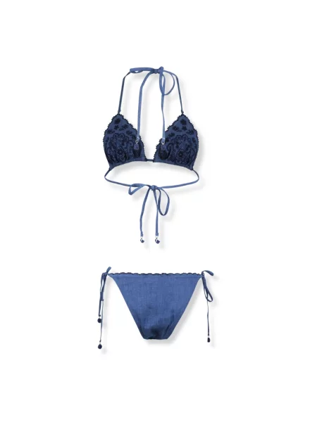 Haftowane bikini Zimmermann niebieskie