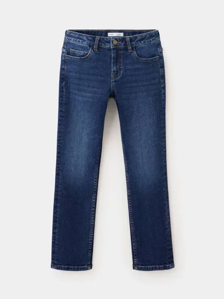 Jeansy slim fit z bawełny Dzieci 9 MANGO KIDS ciemnoniebieski