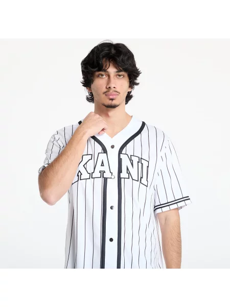 Риза Karl Kani Serif Pinstripe Baseball Shirt White/ Black S бяло