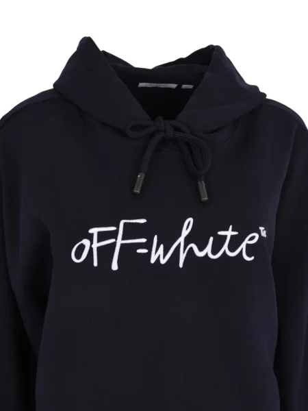 Hanorac cu glugă Off-white cu broderie alb