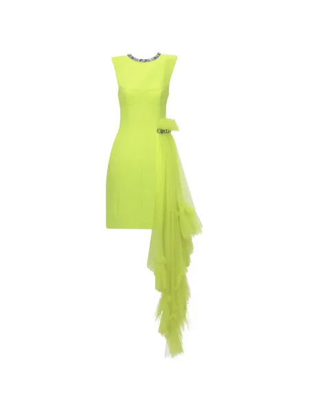 Rochie mini Gemy Maalouf cu volane scurtă de costum galben