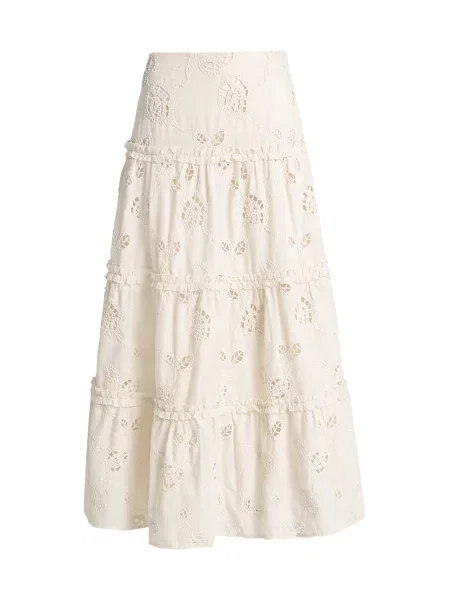 GUESS Fustă LENORA EYELET deschis bej