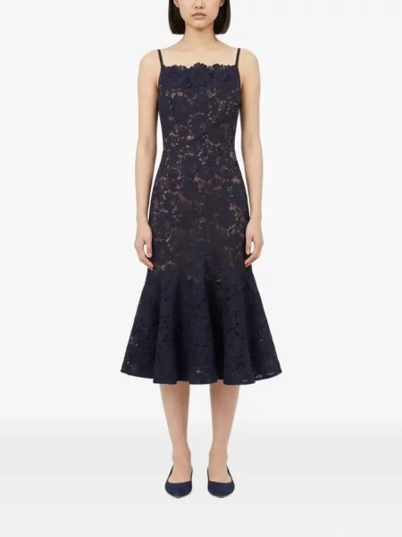 Rochie midi Self-portrait din dantelă albastru