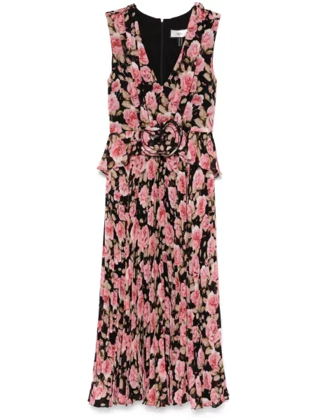 Sukienka midi Nissa w kwiatki z nadrukiem do kolan czarna