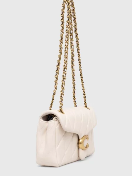 Coach geantă de piele Tabby Shoulder Bag 26 With Pillow Quilting bej