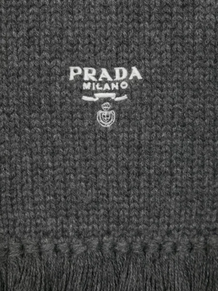 Siuvinėtas kašmyro šalikas Prada pilka