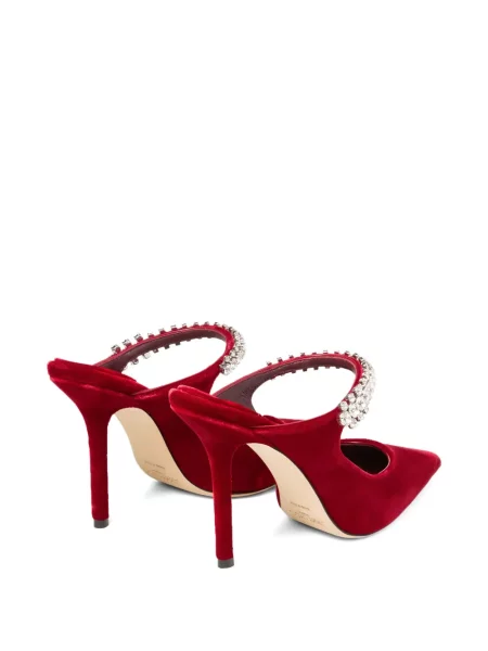 Papuci tip mules Jimmy Choo de cristal roșu