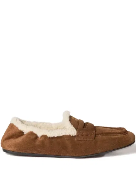 Pantofi loafer Miu Miu din piele de căprioară maro
