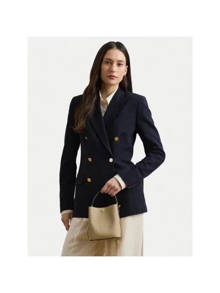 Torebka do ręki z naturalnej skóry Lauren Ralph Lauren beżowa