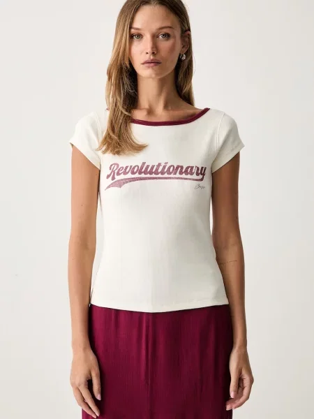 BOSS Orange tricou pentru femei cu bej