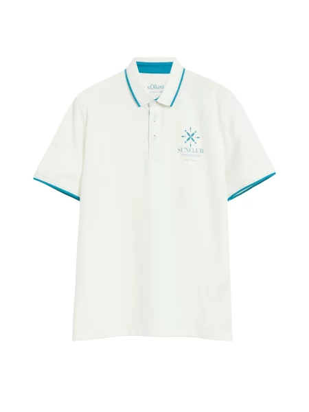 S.Oliver Tricou verde petrol / coajă de ou alb