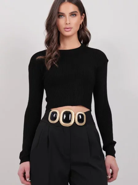 Trend Alaçatı Stili Pulover negru