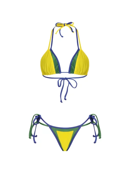 Bikini Amir Slama cu legături cu gât halter galben