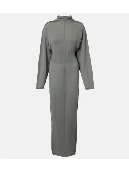 Rochie maxi Rick Owens de lână de costum verde