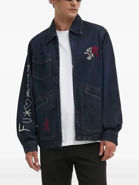 Geacă de blugi Desigual cu broderie albastru