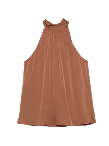 Bluzka Silk95five z dekoltem halter brązowa