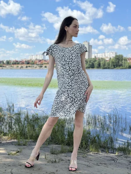 CAT ORANGE Сукня міні Білий/чорний Віскоза/поліамід біла