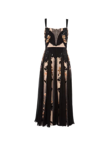 Rochie midi Temperley London cu paiete până la genunchi de costum negru