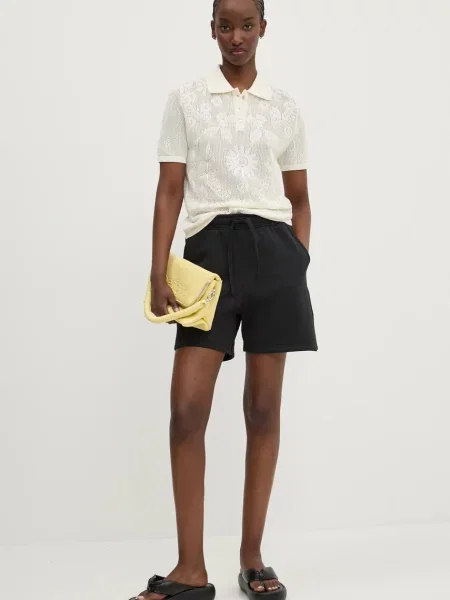 Herschel szorty gładkie high waist czarny