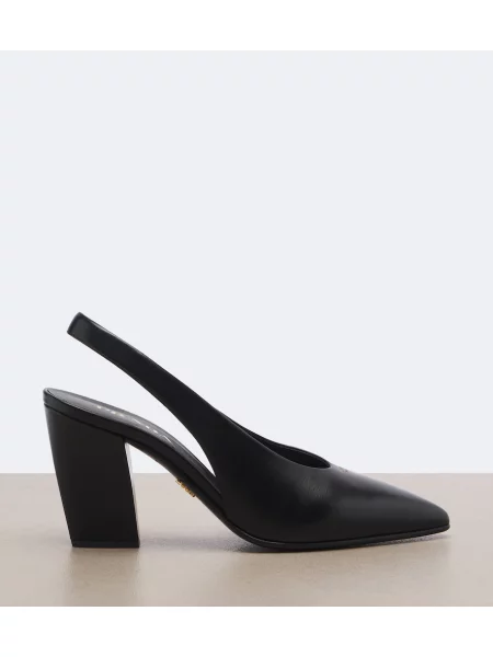 Pantofi cu toc Prada din piele slingback negru