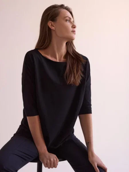 Лонгслів DIVERSE бавовна/еластан чорний