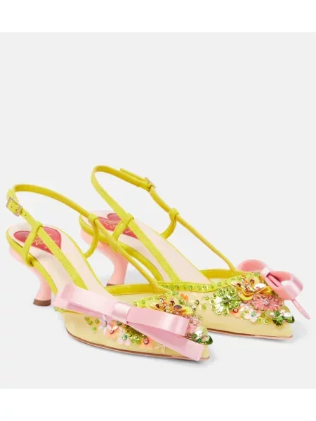 Satenaste salonarji Roger Vivier z odprtimi petami rumena