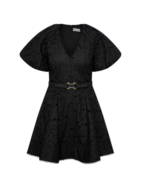 Rochie mini Rebecca Vallance cu decolteu în V cu mâneci bufante de costum negru
