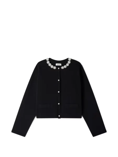 Decupat cardigan Sandro cu perle negru