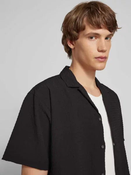 Koszula casualowa z listwą guzikową model ‘PABLO’ Jack & Jones czarna