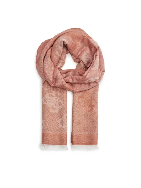 Шал Guess TWILLER дамски с десен оранжево