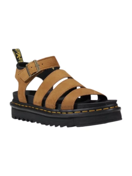 Dr. Martens sandały zamszowe Blaire Sandal brązowy na platformie beżowe