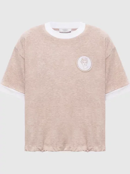 Меланжева футболка з нашивкою емблеми Peserico бежева