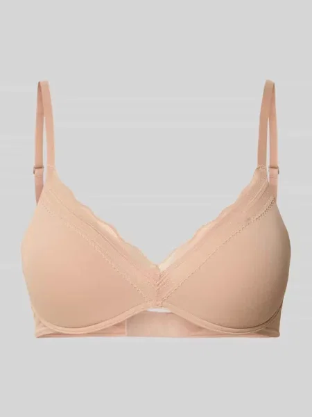 Biustonosz push up o kroju slim fit z obszyciem koronką model Go Blush' Sloggi beżowy