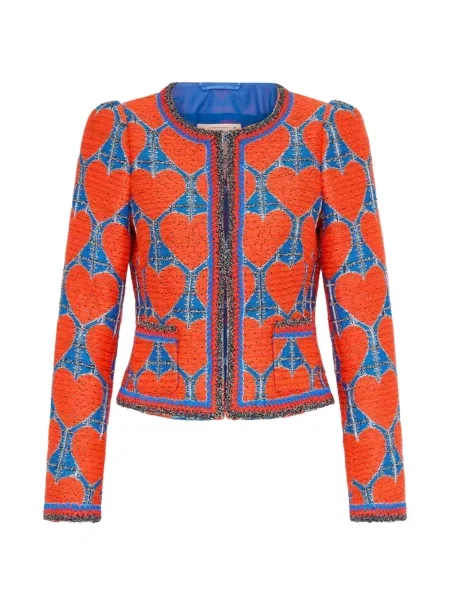 Bouclé geacă Maison Common cu imagine cu motiv cu inimi roșu