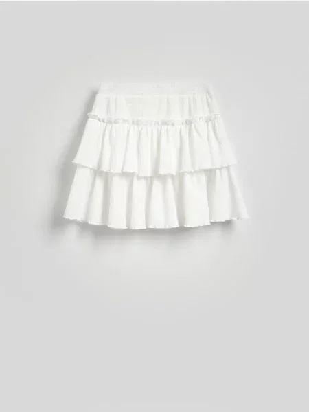 Reserved Fustă mini cu volănașe alb