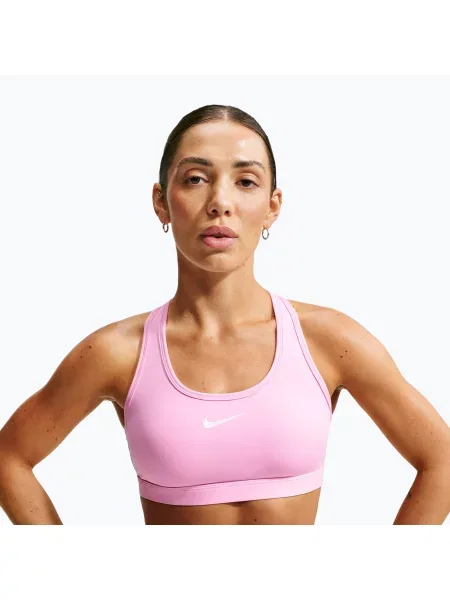 Спортен сутиен Nike Swoosh pink rise/white бяло
