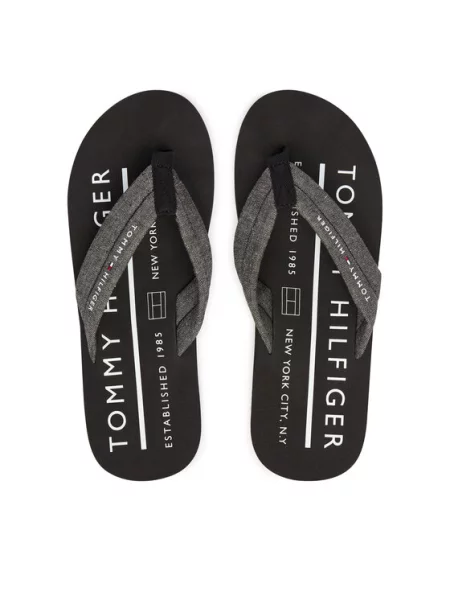 Šlepetės per pirštą Tommy Hilfiger Hilfiger Chambray Beach Sandal pilka
