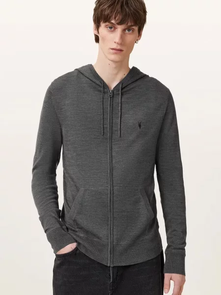 AllSaints hanorac cu și glugă pentru bărbați din lână gri