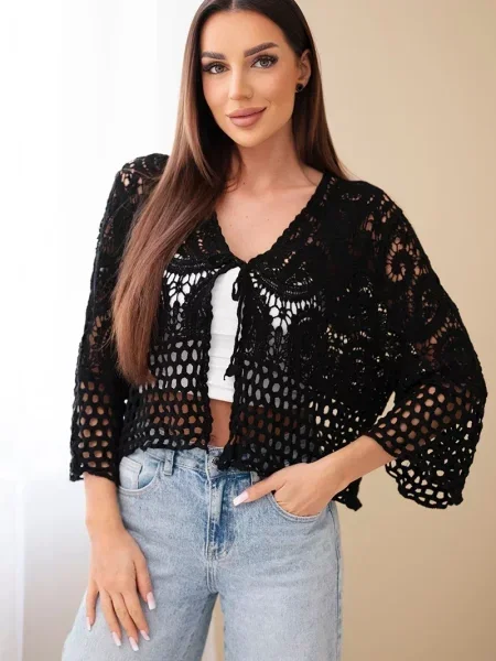 Pulover Kesi Włoski ajurat negru