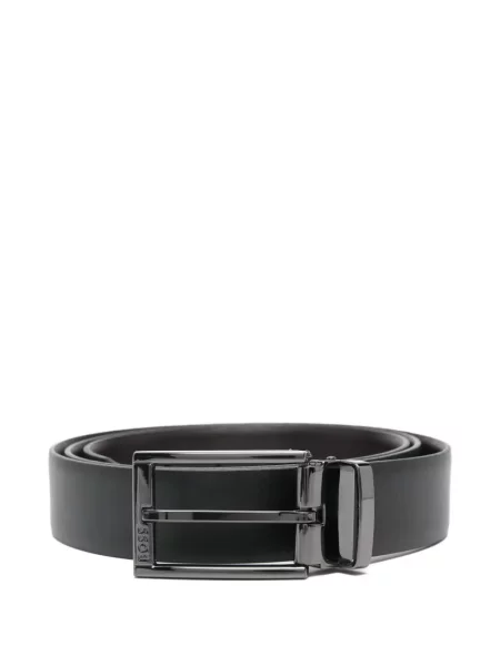 Кожаный колан Boss с катарама с автограф черно