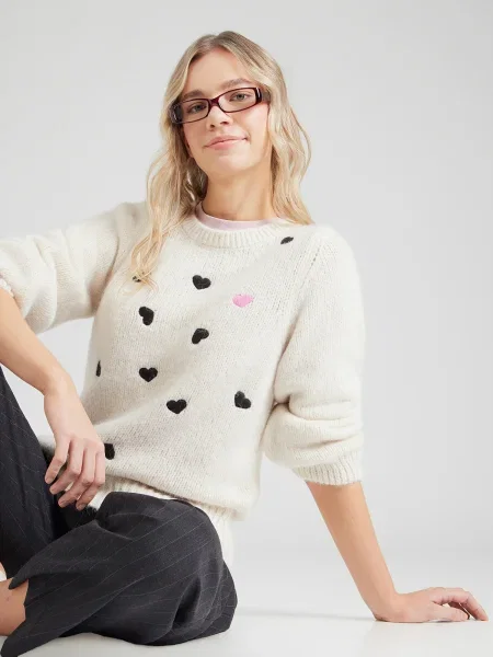 MORE & MORE Pulover roz / negru / murdar alb