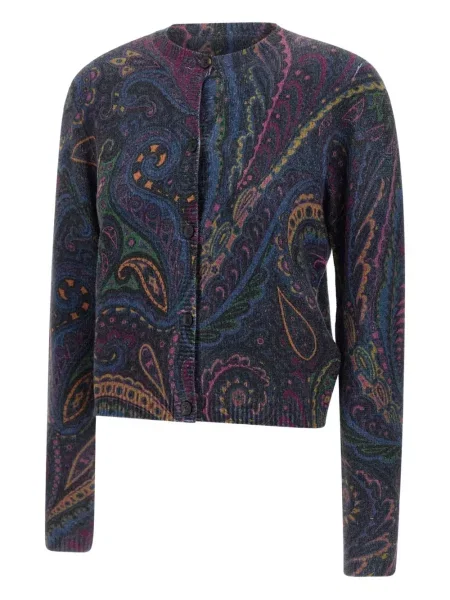 Cardigan Etro cu imagine cu model paisley albastru