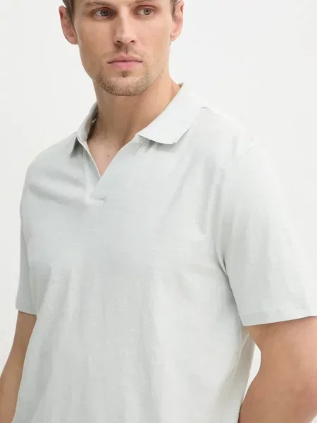 Calvin Klein polo z domieszką lnu szara