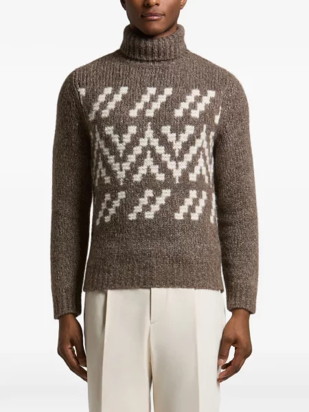 Pulover Peserico cu imprimeu geometric maro