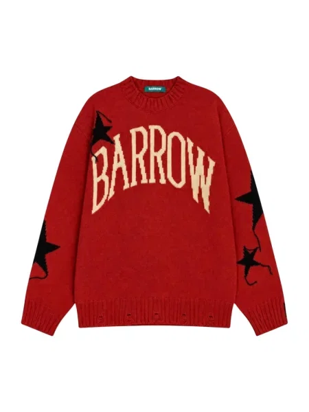 Sweter Barrow z okrągłym dekoltem z logo czerwony