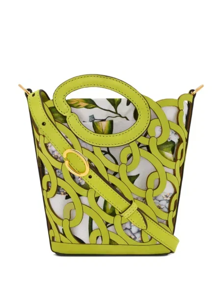 Geantă bucket Oscar De La Renta din piele verde