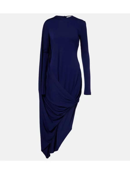 Sukienka maxi Sportmax z dżerseju drapowana garniturowa fioletowa