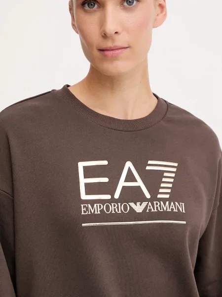 Свитер Ea7 Emporio Armani с принтом коричневый