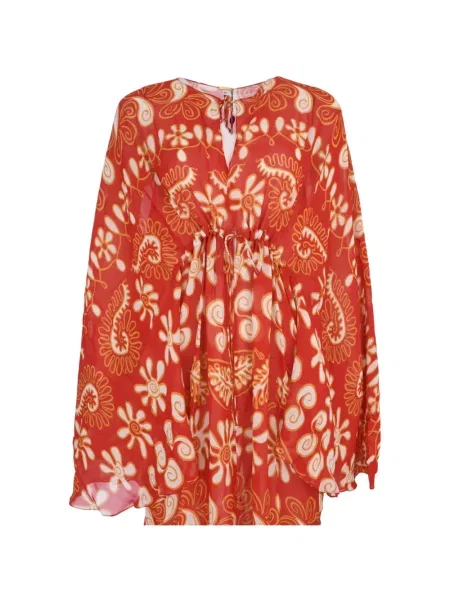 Rochie Cala De La Cruz cu imagine cu imprimeu abstract evazată roșu