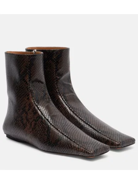 Cizme scurte Stella Mccartney din piele cu model piele de șarpe maro